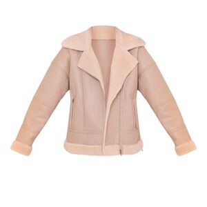 PrettyLittleThing Tan Leather Jacket